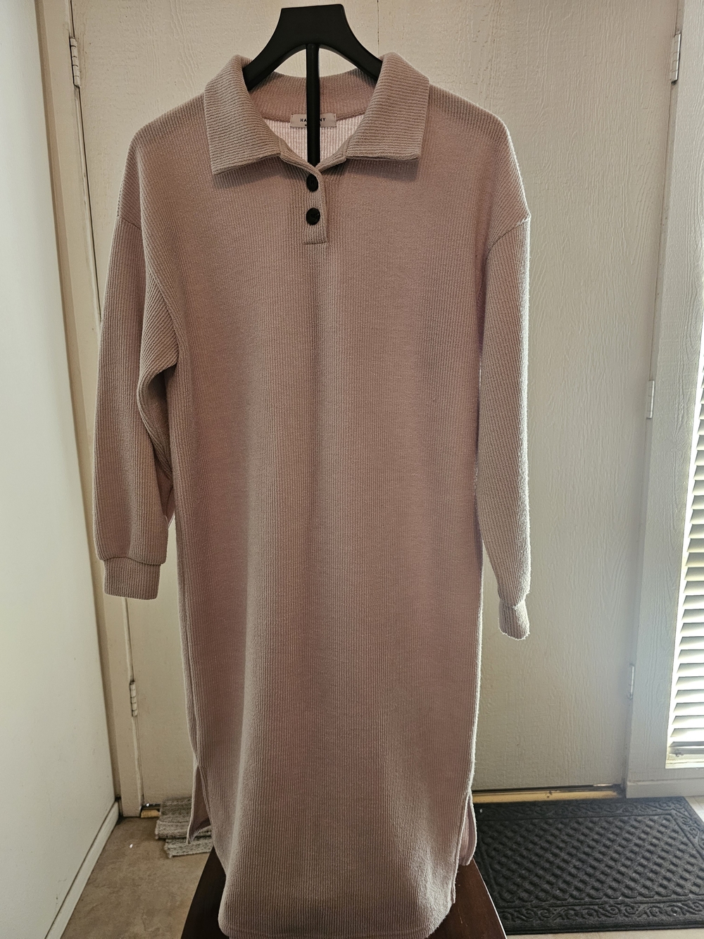 Women's Collared Knit Sweater Dress in Blush